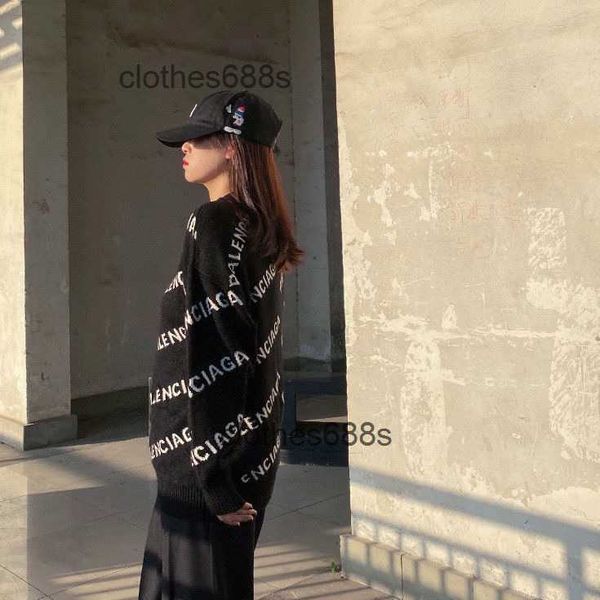 

designer men's sweater balencigas hoodies women sweaters paris home 2022 autumn and winter new jacquard letter round neck loose versati, White;black