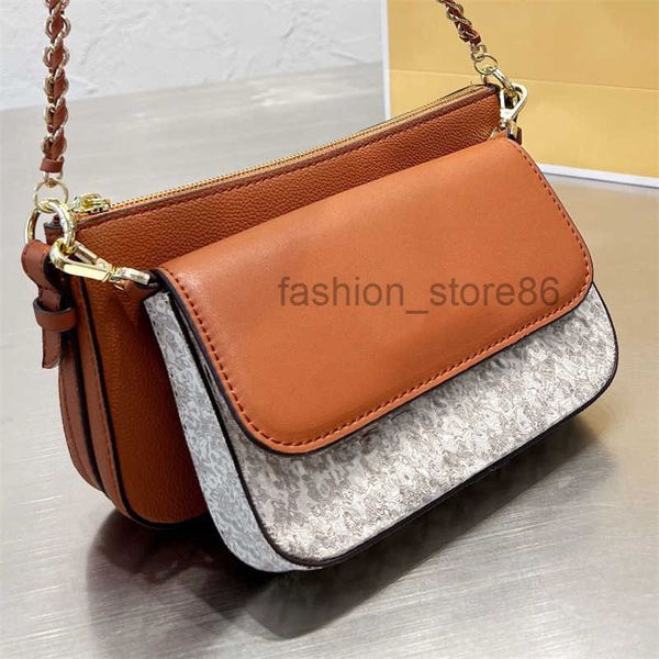 

vintage jet set charm shoulder bag leather presbyopia full print designer women 2 in 1 crossbody bags purse color matching double layer 008