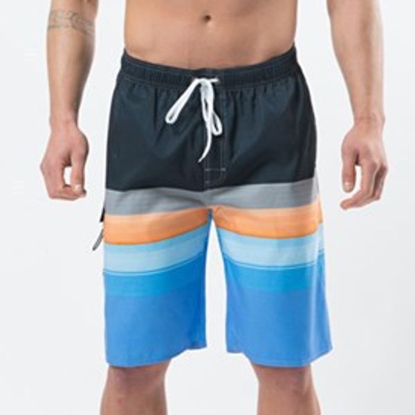 

men's beach pants loose quick-drying summer shorts surf striped large, White;black