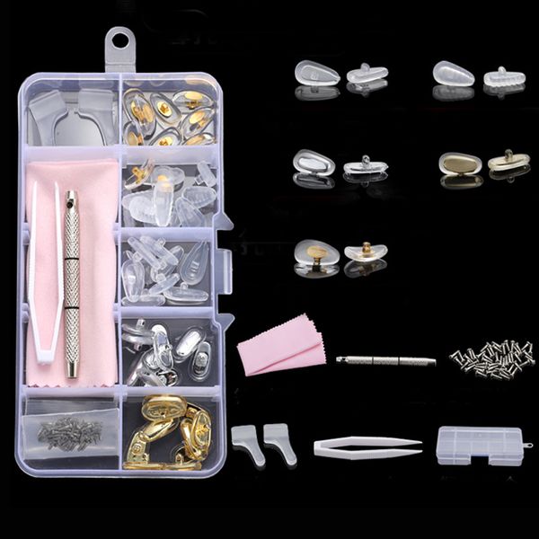 

keychains lanyards glasses repair kit silicone nose pads replacement optical tool parts assorted screwdriver tweezers ear hooks 221119, Silver