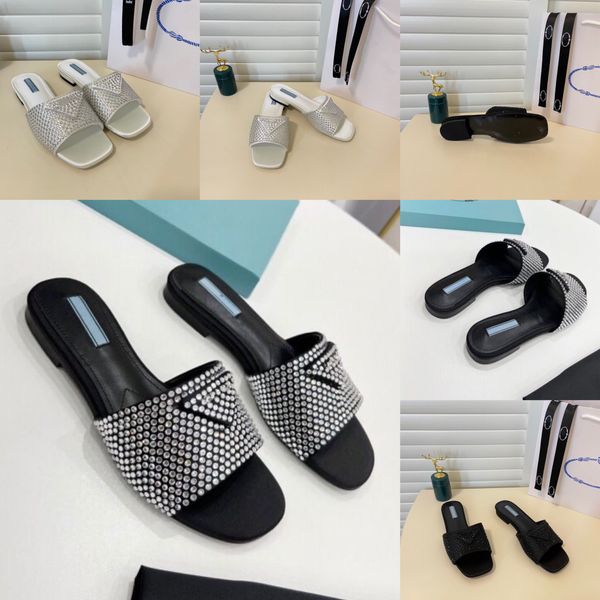 

new slipper designer flats women's rhinestone solid color fashion sweet single side head outdoor party dress 35-40, Black