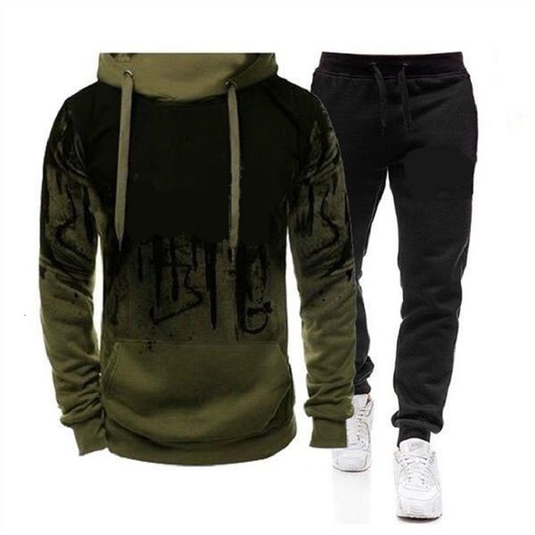 

mens tracksuits sportswear set hoodie pants fall winter fleece warm outdoors streetwear 221124, Gray