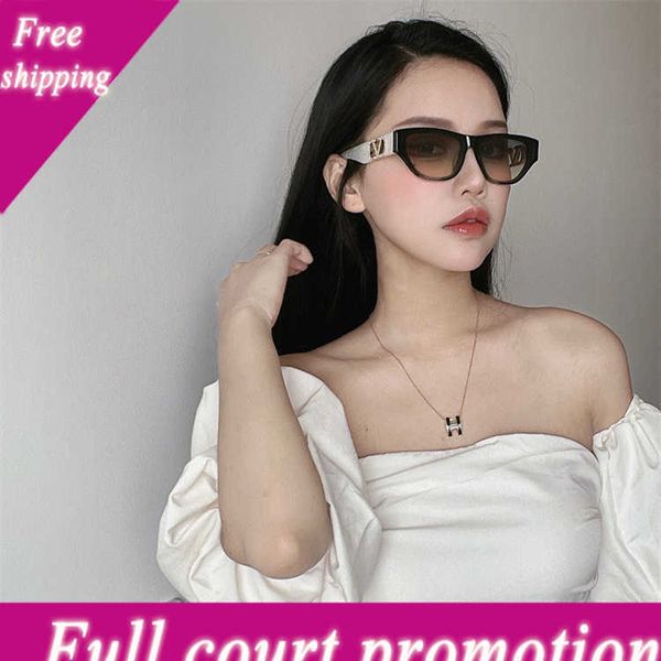 

designer sunglasses 22 new style cat's eye plate women's fashion versatile uv resistant va1118, White;black