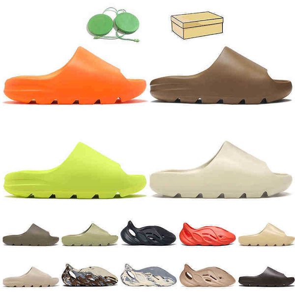 

kanyes foam rubber slippers adds yeesys slides women mens designer big size 47 evo kany west sandals enflame orange glow green resin minera, Black