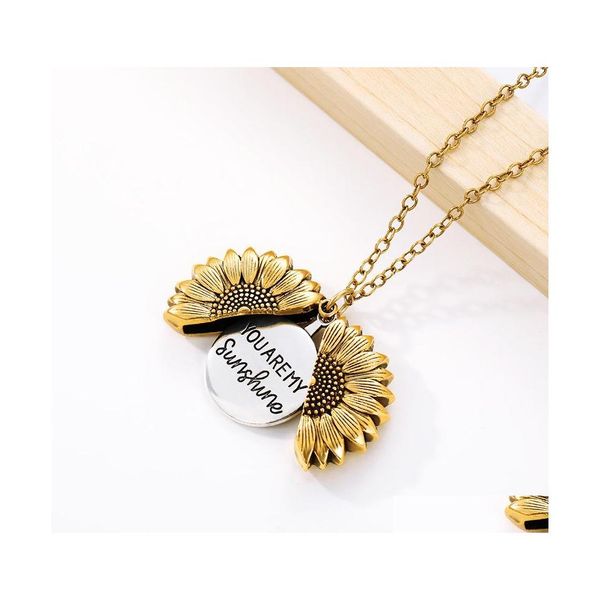 

pendant necklaces you are my sunshine sunflower necklaces for women rose gold sier color long chain sun flower female pendant neckla dhagr, Silver