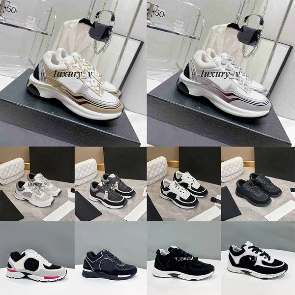 

designer women sneakers calfskin casual shoes men all-match stylist reflective shoe vintage suede trainers patchwork leisure shoes platform, Black