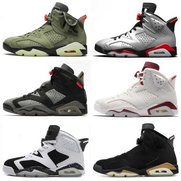

traviss scotts jumpman 6 bred 6s mens shoes tinker unc black cat white infrared red men s trainer sport sneakers257o