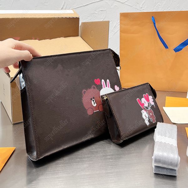 

2 pcs set women cosmetic bags designer shoulder bag classic handbags coin wallet fashion handbag womens organizer purses chain strap large c