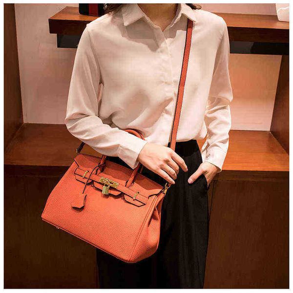 

birkin''s handbags designer birkins bags herme lychee pattern platinum bag 2022 new highlevel feeling large capacity commuter wome