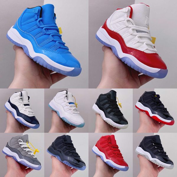 

kids baskeball shoes jumpman 11 cherry 11s 25th anniversary for toddlers boys girls children outdoor sports sneakers cool grey space jam con, Black