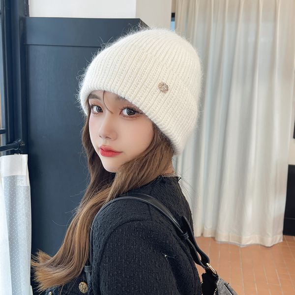

beanieskull caps winter double layer knit hats women's outdoor warm thickening plus velvet loose caps skullies brand ski bone drop 2211, Blue;gray
