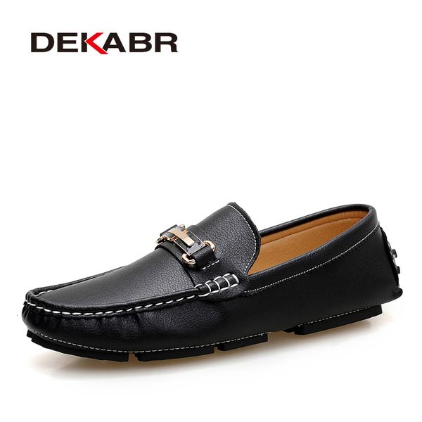 

dress shoes dekabr leisure men loafer fashion genuine leather slipon walking handmade man casual luxury driving 221124, Black