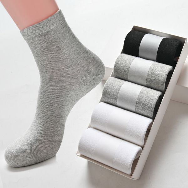 

One piece dropshipping socks men's middle tube autumn and winter new black business solid color wholesale market, Gray
