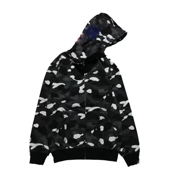 

2023 shark designer hoodie mens women camouflage jacket jogger zipper japanese fashion sportwear brand hooded stylist jacket hoody men', Black