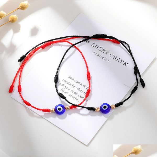 

charm bracelets evil turkish lucky eye bracelets for women handmade braided red black rope 7 knots good luck jewelry friendship brac dhfmp, Golden;silver