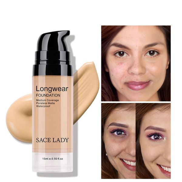 

matte liquid foundation cream oil-control smooth long wear full coverage concealer waterproof face base makeup 15ml