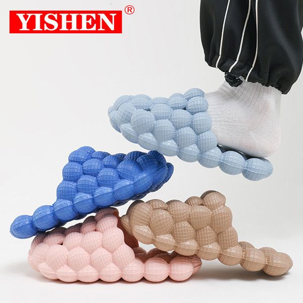 

slippers yishen summer slides for women indoor slippers bubble slides massage litchi sandals fashion designer sandals men clogs 221123, Black