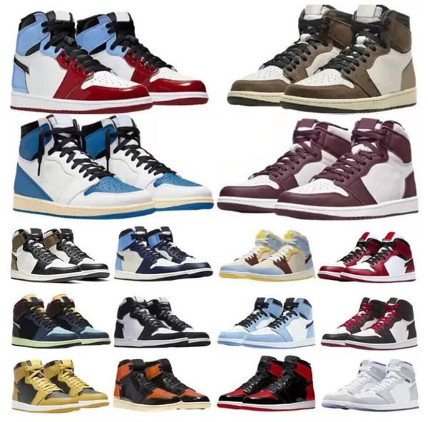 

authentic 1 high og lost and found shoes hyper royal university blue 1s travis obsidian union chicago dark mocha banned men women sports sne