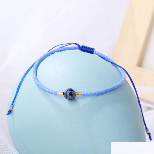 

charm bracelets trendy 2mm japanese rice bead bracelet natural stone pendant for women colorf small round bracelets adjustable valen dhx6r, Golden;silver