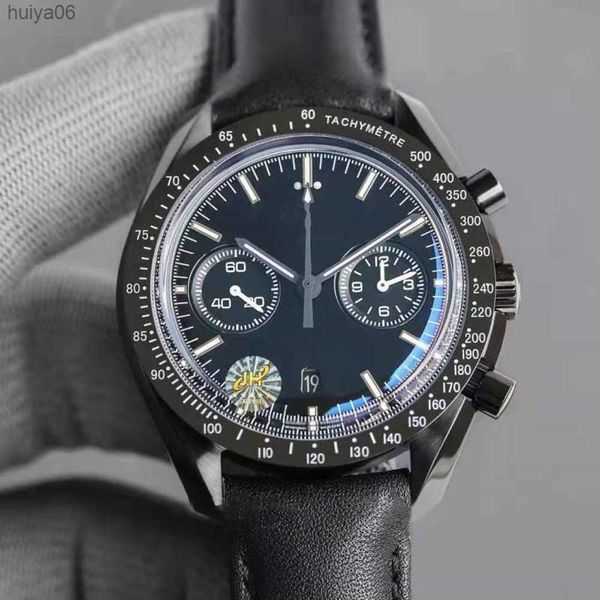 

new mens watch jhf factory 4 styles 44.25mm moonwatch automatic movement chronograph fabric leather strap mechanical gents quartz watches hu, Slivery;brown