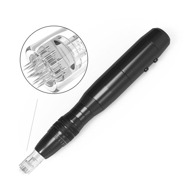 

home beauty micro needle blading derma pen stamp roller with serum with led lights cartridges combined electroporation electric wireless der