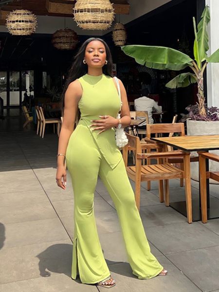 

women's two piece pants chic 2 sets womens outfits autumn clothing side split and flare suit tracksuit women fashion matching set 22112, White