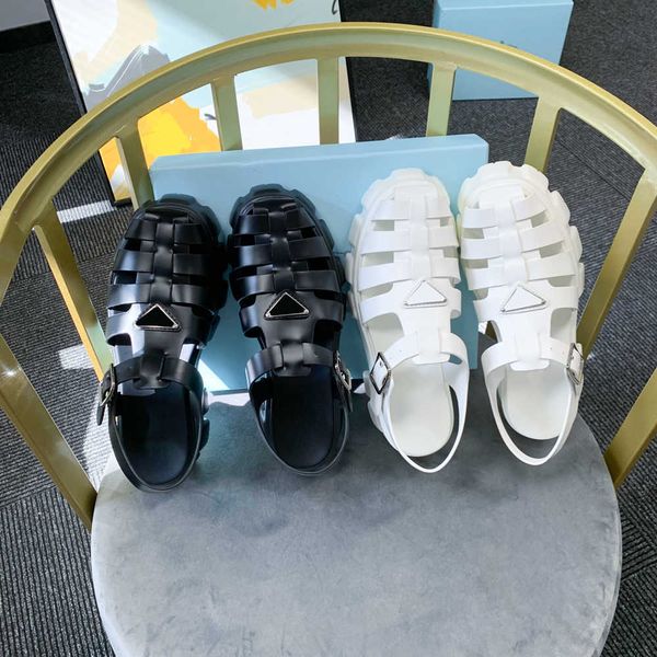 

rubber sandals hollow baotou beach sandal designer foam platform gear ladies casual heightening buckle roman outdoor with box size, Black