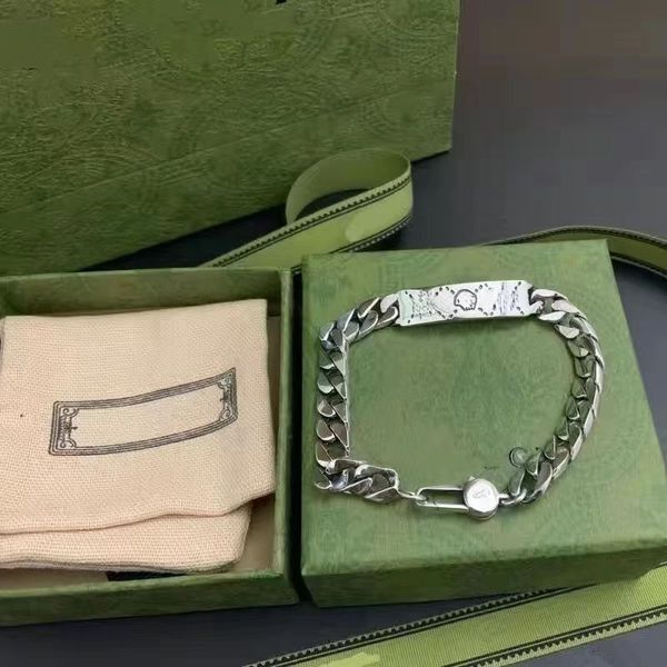 

new designer bracelet women men hip hop gift 925 sterling silver charm bracelets cuban chain couple cuff bangle fashion for party valentine&, Golden;silver