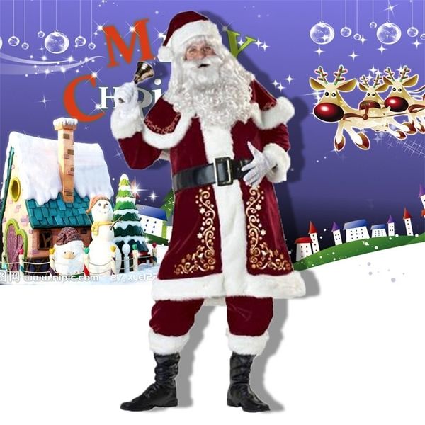 

theme costume large size 4xl christmas santa claus xmas couples party dress outfit for men women 5xl 221124, Black;red