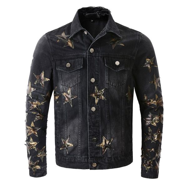 

2022 men women designers paris denim jackets five pointed star embroidery cloth fabric man fashion streetwear 4 colour camouflage, Black;brown