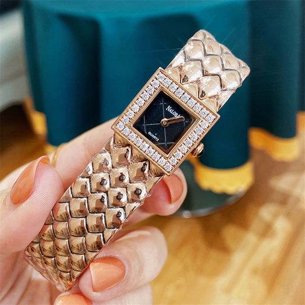 

women s watche gold mini square luxury diamond encrusted wheat ear watch ladies high end gifts 221024, Slivery;golden