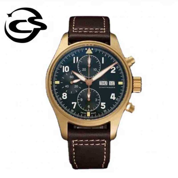 

diver luxury watch 41mm eta chronograph movement iw387902 bronze pilot, Slivery;brown