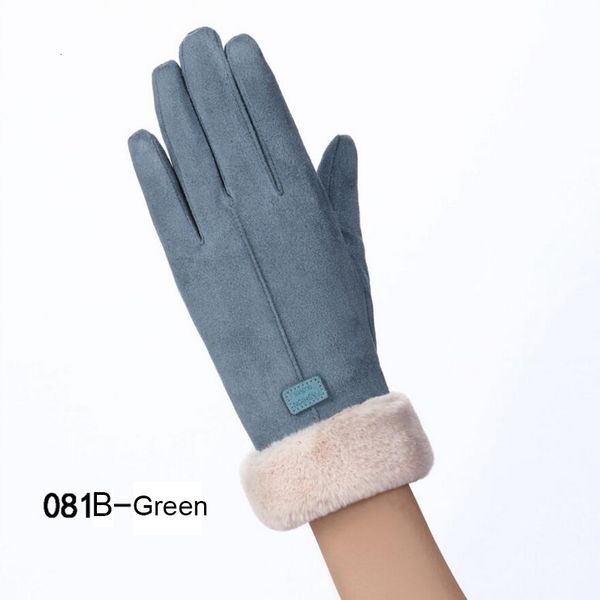 

five fingers gloves winter women' warm fleece female fashion suede mittens for women touch screen drop 221123, Blue;gray