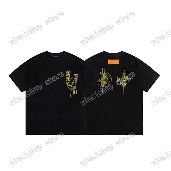 

xinxinbuy men designer tee t shirt paris letters embroidery short sleeve cotton women red green black white xs-xl, Black;brown