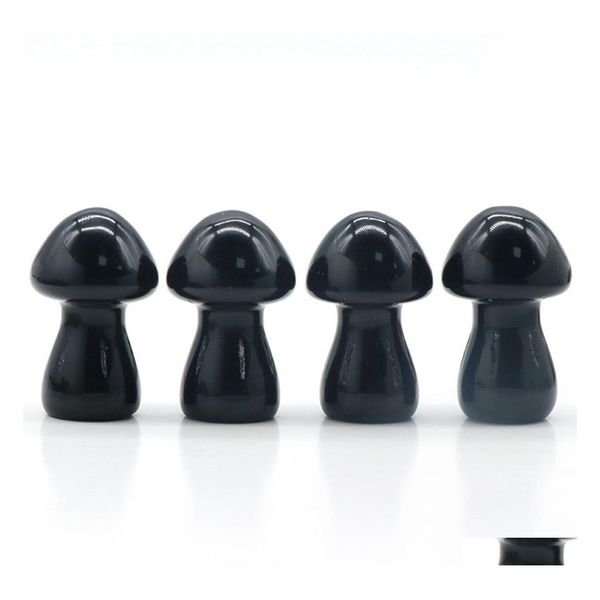 

loose gemstones 35mm natural hand carving mushroom gemstones and obsidain stones for mushrooms home decorations drop delivery jewelry dh8kg, Black