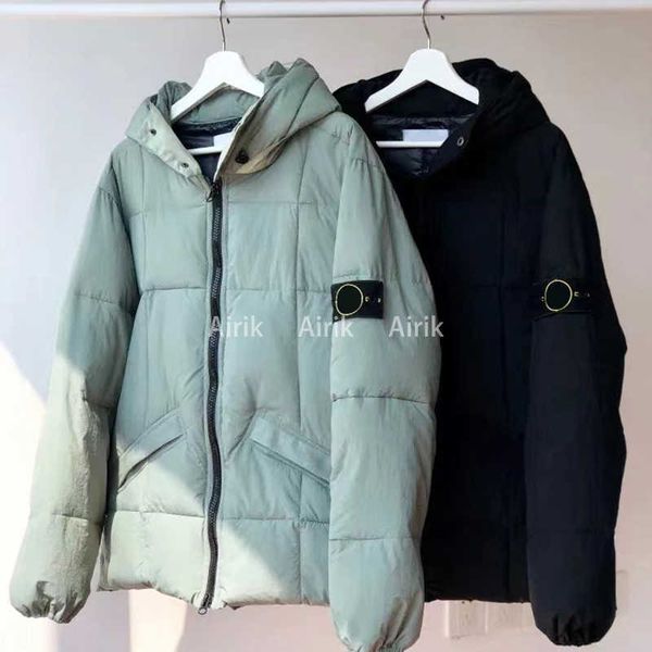 

r stone down pocket jackets island jacket parkas long sleeve zipper badges men tshirt casual coat windbreaker embrodiery mens, Black