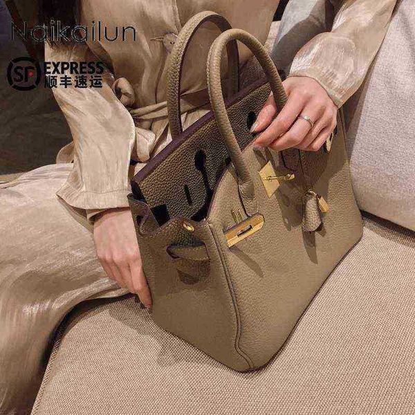 

designer birkins bag herme handbag naikalun platinum lychee pattern leather large capacity one shoulder