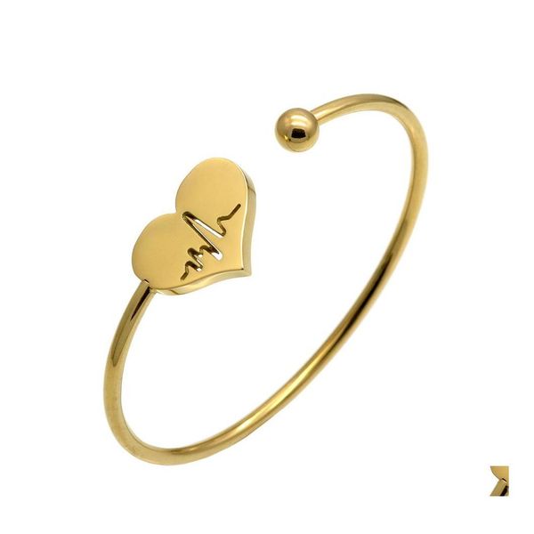

charm bracelets stainless steel open bracelet gold color heart simple trendy jewelry for women bracelets wedding party gifts drop del dhbua, Golden;silver