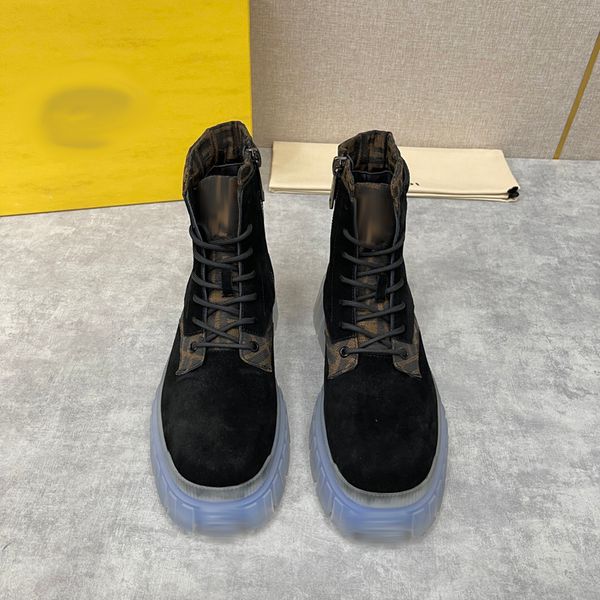 

2023 man luxury boots fashion mens designer rubber outsole leather martin ankle webbing non-slip wave colorful comfortable -b286, Black