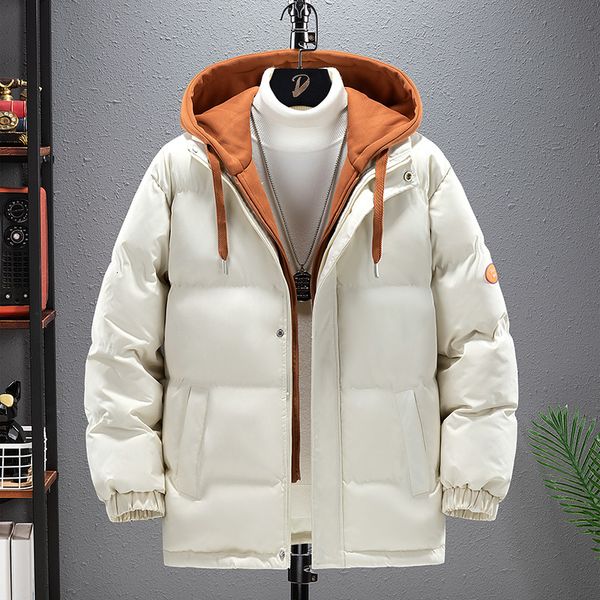

men's down parkas cotton shirt men's hong kong style loose size two piece hooded coat fashion brand thickened winter coat 221124, Black