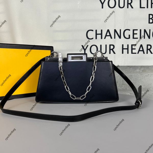 

2023 women's new fashion bag shoulder bags messenger bag metal chain middle space leather 6-color trend versatile