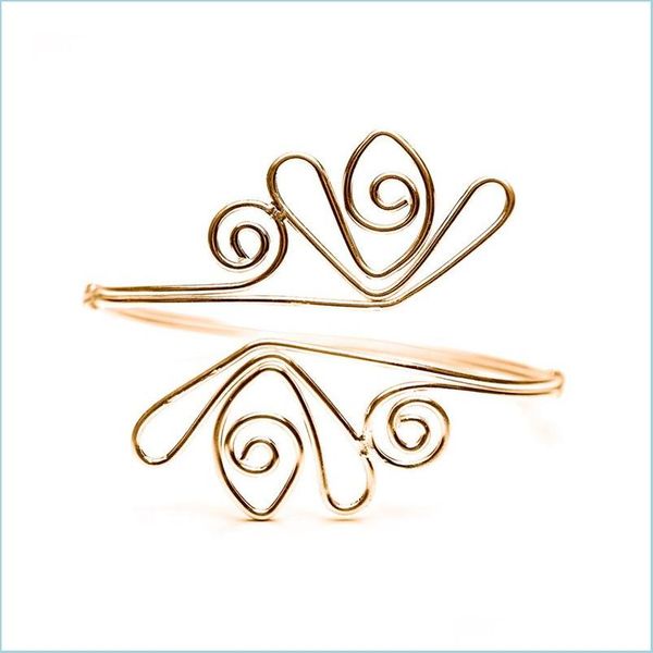 

other bracelets minimalist gold metallic coil upper arm cuff open bracelet armband punk tip metal female drop delivery jewelr dhgarden dhsno, Golden;silver