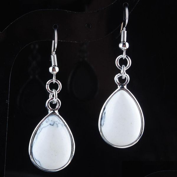 

dangle chandelier fashion natural white turquoise stone hook dangle water drop earrings solid jewelry for women r3181 delivery dhxzs, Silver
