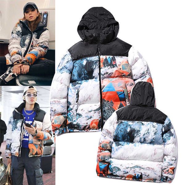 

mens puffer jacket down jackets winter parkas cotton coats high street casual thicken detachable hat outerwear badge decoration filling snow, Black