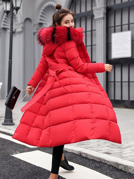 

women's down parkas winter clothes coat jacket parka long knee cotton wool collar korean fashion 221124, Black