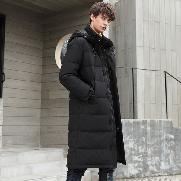 

men's down parkas 30 degrees winter thicken men's down jackets warm parka men women casual white duck down coat winter snow overco, Black
