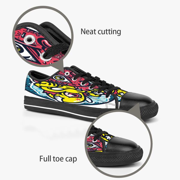 

custom shoes classic canvas low cut skateboard casual triple black accept customization uv printing low mens womens sports sneakers breathab