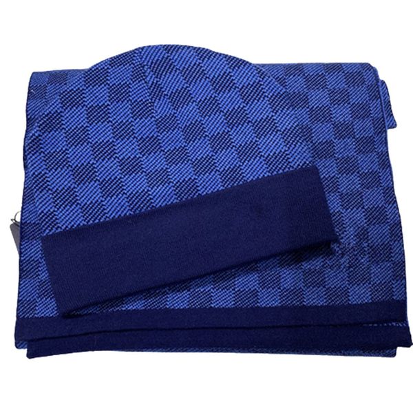 

fashion high-quality luxury hat scarf set for beanies men women winter 2 piece design caps shawl designer hats scarves wool beanie wrap scar, Blue;gray