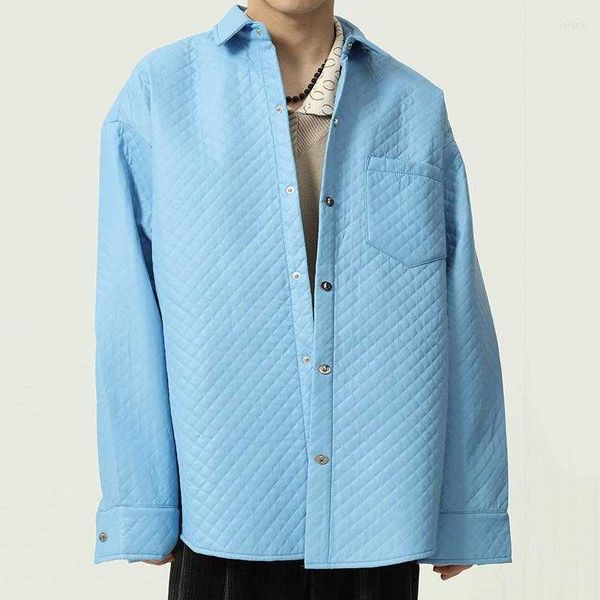 

men's jackets korean menswear trend single breasted simple lapel blue coat men's spring witner 2022 loose long sleeve clothes, Black;brown