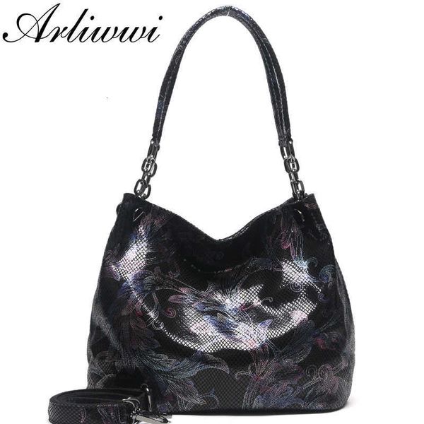 

designer bag arliwwi brand bag real shiny flower female handbags pewter chain genuine suede cow leather embossed bags gy15
